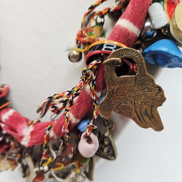 VINTAGE Handcrafted Chachkas Milagros Charm Over the Top Statement Necklace - Picture 4 of 14